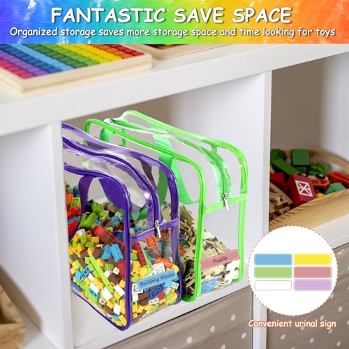 6 Packs Large Toy Storage Bags with Labels, Clear PVC Organizer with Zipper W66156