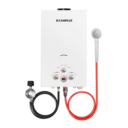 CAMPLUX 2.64 GPM Propane Portable Gas Water Heater, 68,000 BTU, White Y83276