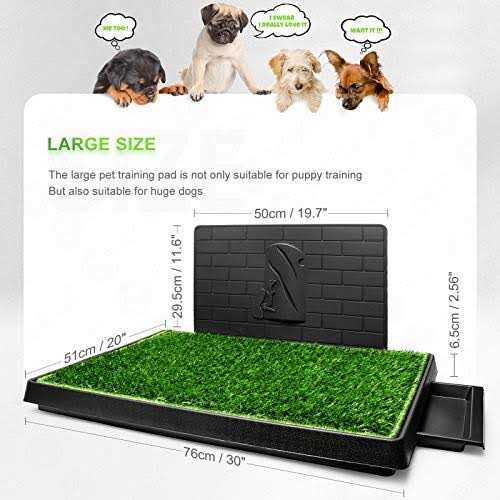 Hompet Dog Grass Pad with Tray Large, Reusable Training Pads with Pee Baffle J157