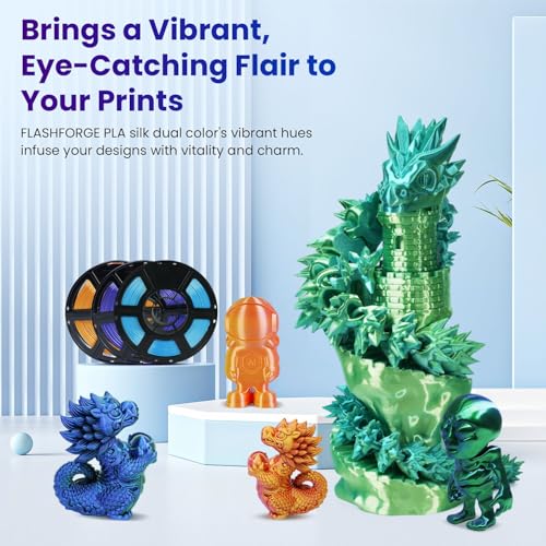 FLASHFORGE Silk PLA 3D Printer Filament 1.75mm 1KG, Multicolored Gradient V83097