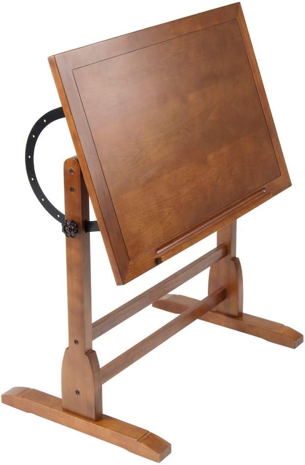 Studio Designs Vintage Wood Drafting Table with Adjustable Top, Rustic Oak S220