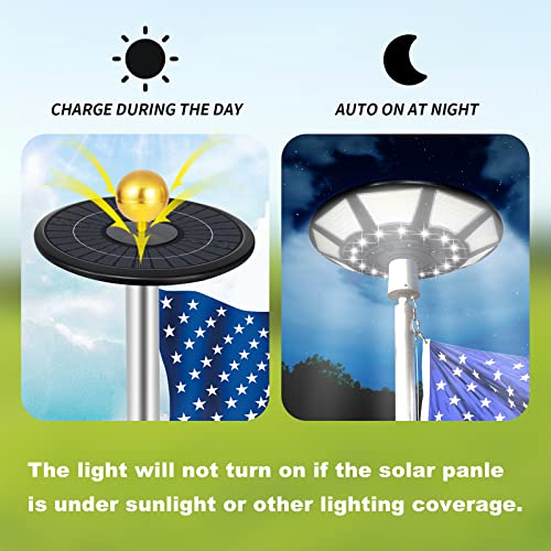 Solar Flagpole Light 6000 Lumens 566 LED IP67 Waterproof Q425642