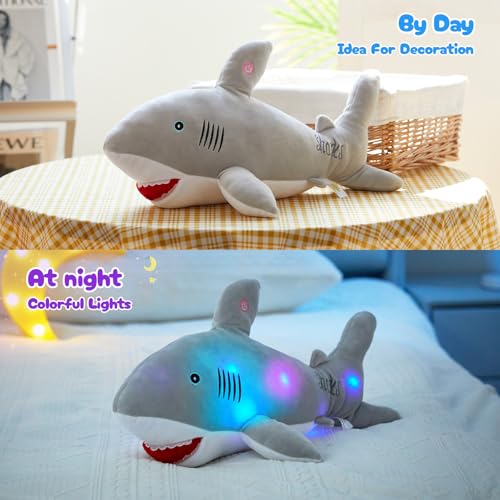 BSTAOFY 20'' Light Up Shark Stuffed Animal Glow Plush Toy I17161