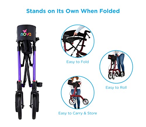 NOVA Medical Products Express Rollator Walker, Large Wheels, Red X4411