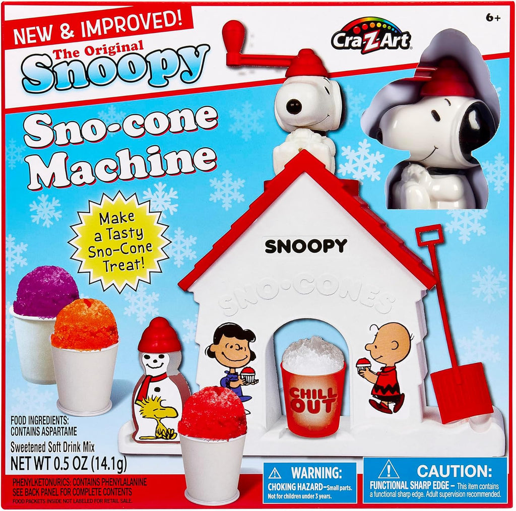 Snoopy SNO-Cone Machine Shaved Ice Maker with Fruit Punch Flavor Packet I104150