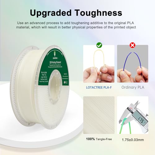 Glow in The Dark PLA 3D Printer Filament 1.75mm Multicolor 1KG Spool K36044