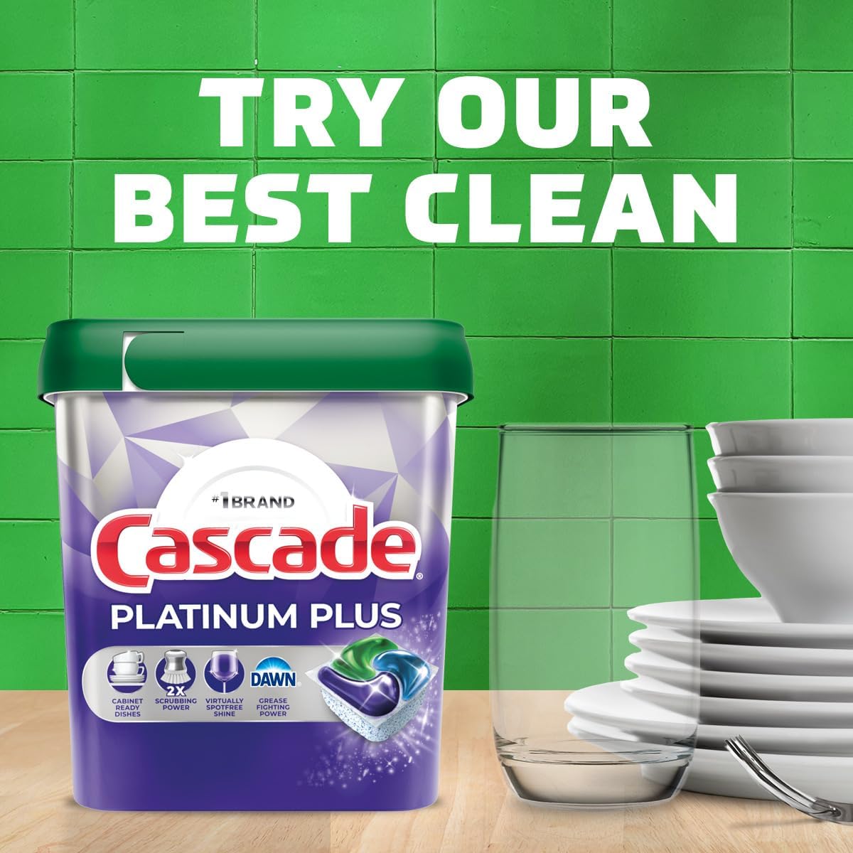 Cascade Platinum Plus Dishwasher Pods, Lemon, 52 Count Y3416