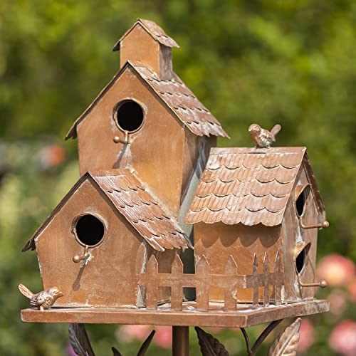 Large Copper Multi-Birdhouse Stakes for 4 Bird Families A740