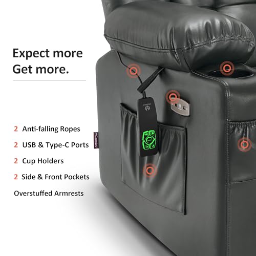 MCombo Dual Motor Power Lift Recliner Chair for Elderly with Heat and Massage, Black E570141