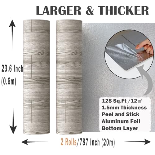 Oxdigi Peel and Stick Vinyl Flooring Roll 23"x393" Waterproof Wood Plank U1250