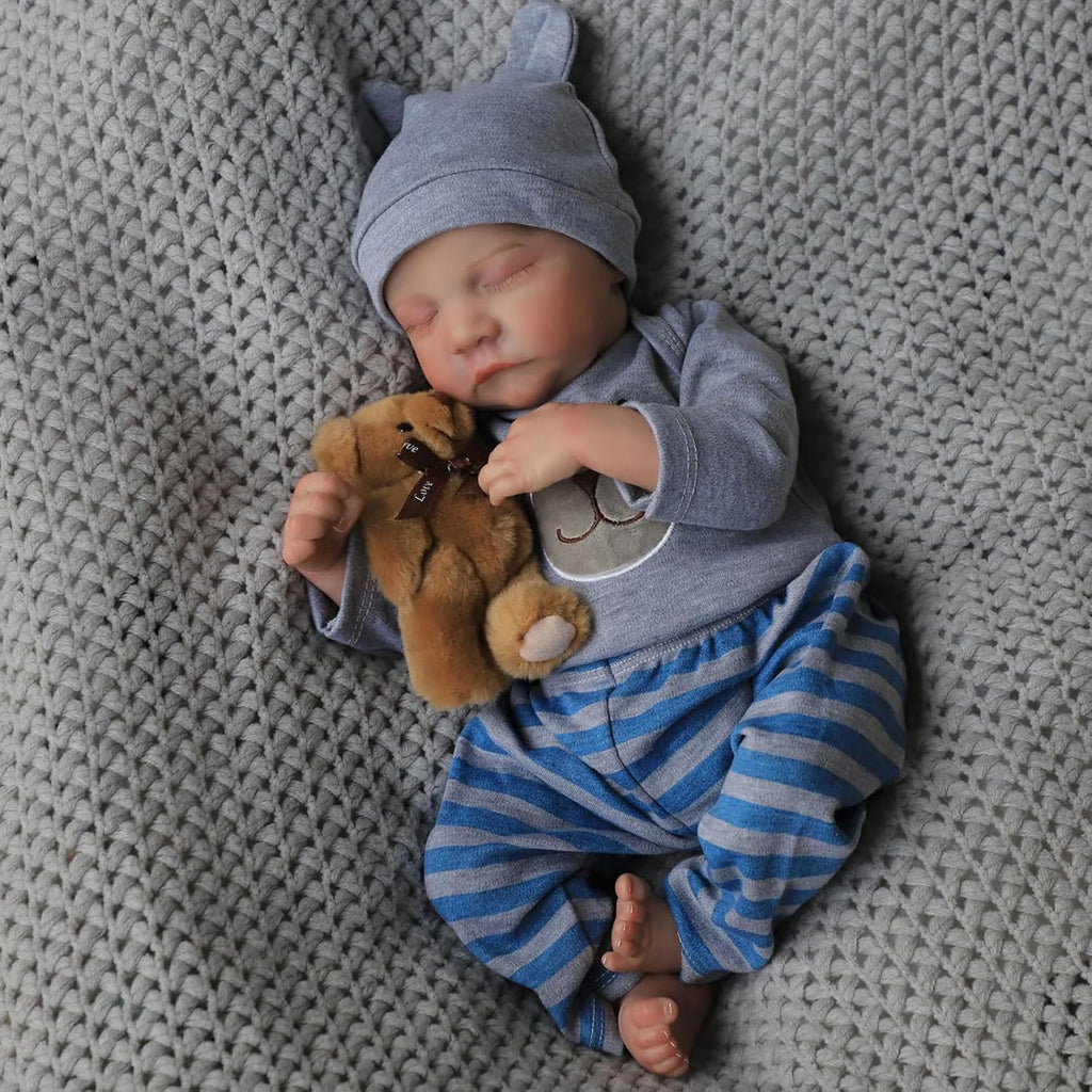 Lifelike Reborn Baby Dolls Boy 18-Inch Levi Real Sleeping Soft Cloth Body with Gift Box Y342