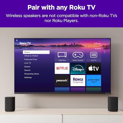 Roku Wireless Speakers for Roku TV, Black (2 Count) K555