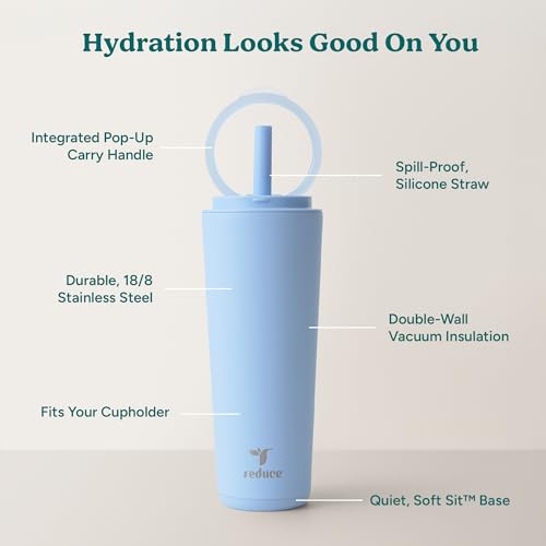 Halo 32 oz Stainless Steel Vacuum Insulated Tumbler with Flip Handle Lid, Lilac Bud H350