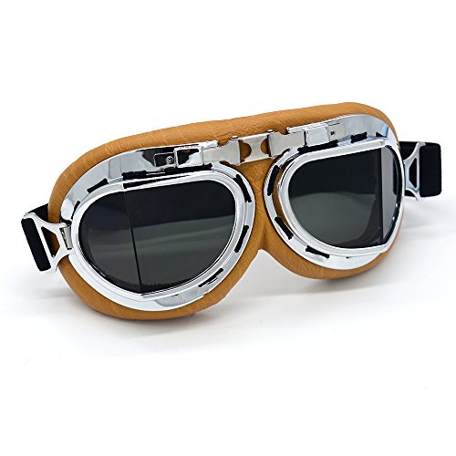 evomosa Motorcycle Goggles Vintage Pilot Style for Half Helmet W4221