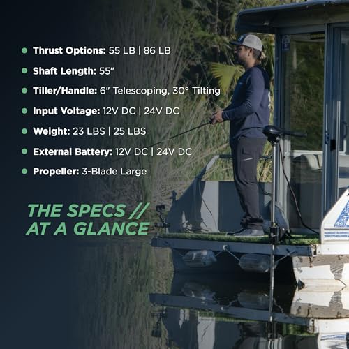 Newport Vessels Newport Pontoon-Series 55lb Thrust Saltwater Electric Trolling Motor with Deck Mount Bracket A2943