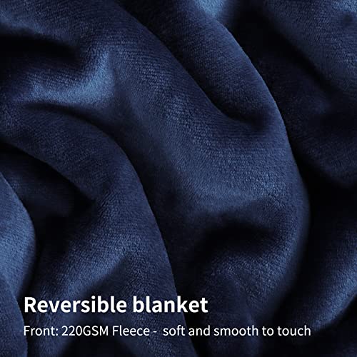 Aisbo Warm Throw Blanket Queen - Extra Thick Sherpa Flannel Reversible Dark Grey 90x90 Inches H362466