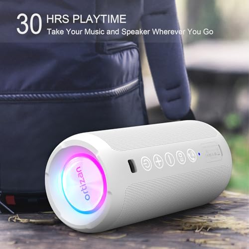 Ortizan Portable Bluetooth Speaker IPX7 Waterproof 24W Loud Sound, Black J77282