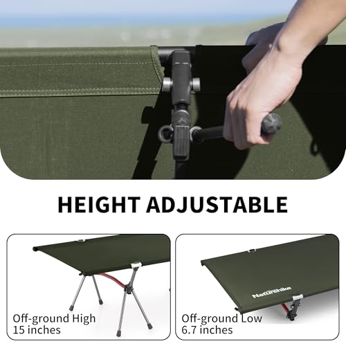Naturehike ArmyWild Folding Camping Cot, Height Adjustable Ultralight Portable Bed U237