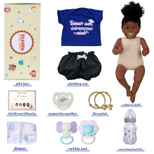 JIZHI Reborn Baby Doll Black 22 Inch African American Newborn Girl with Soft Body I836608