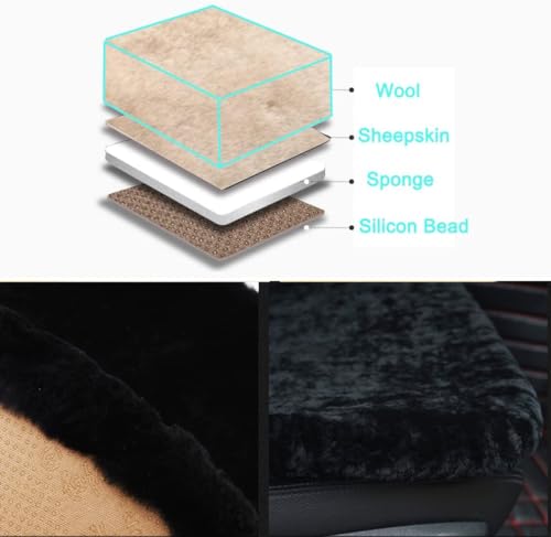 Genuine Sheepskin Car Seat Cushion Natural Fur Cover for Car Truck SUV I40727