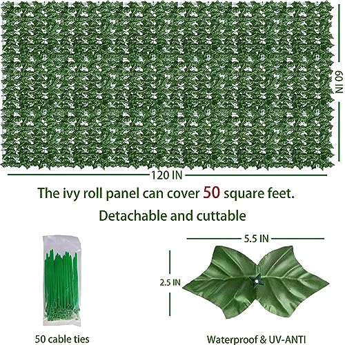 Artificial Ivy Privacy Fence Wall Screen 40x120 in UV-Anti Faux Greenery Backdrop U1001