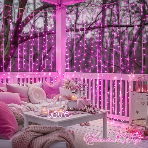 JMEXSUSS 300 LED Remote Control Christmas Curtain Lights, Warm White V64841