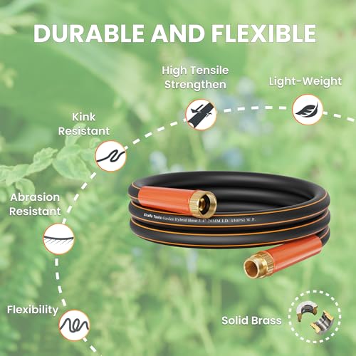 Giraffe Tools Garden Hose 100ft x 5/8", Heavy Duty Flexible Hybrid Hose Q38065