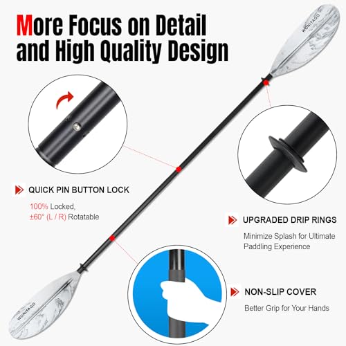 Kayak Paddles with Alloy Shaft and PP Blade, Adjustable 230-250 cm E1062