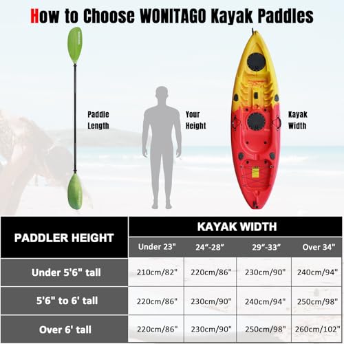 Kayak Paddles with Alloy Shaft and PP Blade, Adjustable 230-250 cm E1062