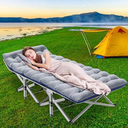 DoCred Folding Camping Cot with Mattress, 2 Pack, Heavy Duty for Adults, Portable with Carry Bag C814529