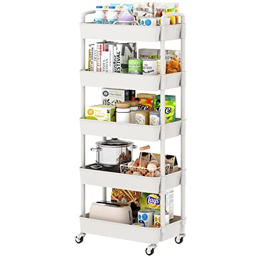 Sywhitta 3-Tier Plastic Rolling Utility Cart with Handle, Black F220270