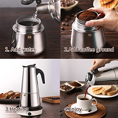 Stainless Steel Moka Pot 6-Cup Italian Coffee Maker B800060