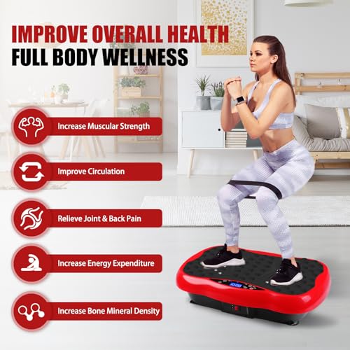 Vibration Plate Exercise Machine for Full Body Fitness with Resistance Bands and Remote F93086