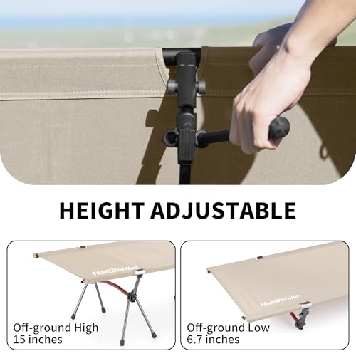 Naturehike ArmyWild Folding Camping Cot, Height Adjustable Ultralight Portable Bed U237