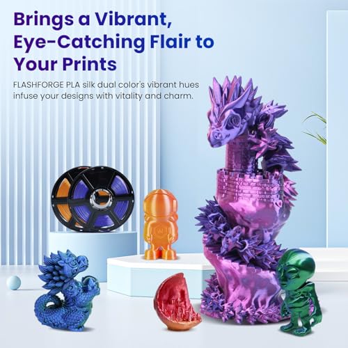 FLASHFORGE Silk PLA 3D Printer Filament 1.75mm 1KG, Multicolored Gradient V83097