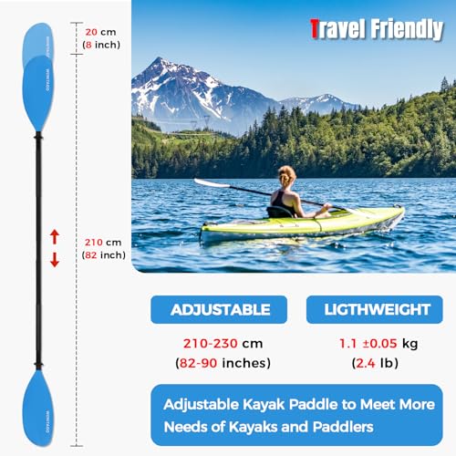 Kayak Paddles with Alloy Shaft and PP Blade, Adjustable 230-250 cm E1062