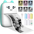 Portable Mini Printer, Mini Pocket Printer with 6 Rolls Printing Paper, Thermal Photo Printer for DIY Scrapbook, Text Memo, Notes, Office, Receipt, Inkless Printing (Blue)