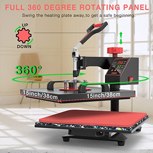 Heat Press Machine 5 in 1 Combo 12 x 15 Inch 360-Degree Swing Away Digital X56293