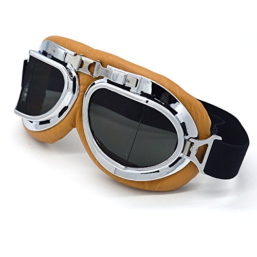 evomosa Motorcycle Goggles Vintage Pilot Style for Half Helmet W4221