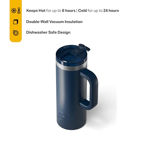 RTIC 20oz Road Trip Travel Mug with Lid and Handle, Insulated Stainless Steel P393441