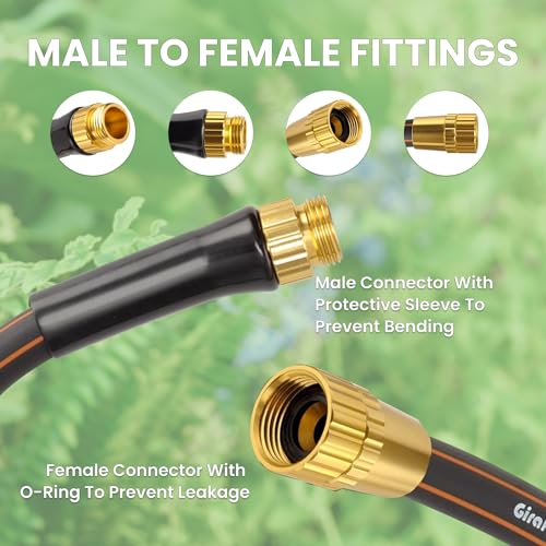 Giraffe Tools Garden Hose 100ft x 5/8", Heavy Duty Flexible Hybrid Hose Q38065