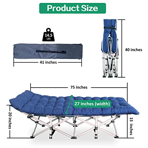 XXL Camping Cot for Adults with Mattress Heavy Duty Folding Bed with Carry Bag H5280