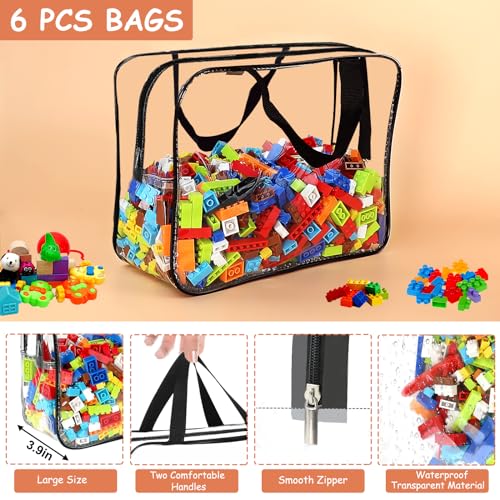 6 Packs Large Toy Storage Bags with Labels, Clear PVC Organizer with Zipper W66156