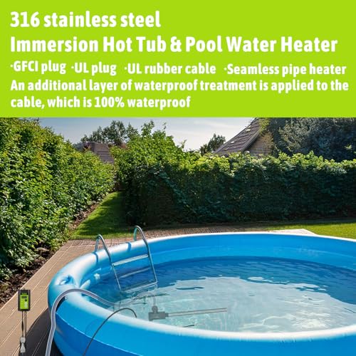240V 3000W Submersible Water Heater with Thermostat and GFCI for Pools G40056