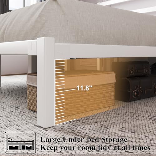 Full Size Heavy Duty Metal Platform Bed Frame with Under Bed Storage, Black R9813