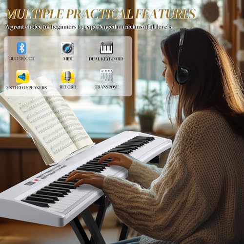 Ktaxon Weighted Keyboard Piano 88 Keys Digital Piano with Stand, Bag, Pedal, Headphones and MIDI Bluetooth M8426