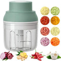 Electric Mini Food Chopper,250ML Portable Garlic Chopper with USB Charging Function, Mini Food Slicer for Onion Vegetables Chili Ginger Meat Nuts Fruits Salad (White)