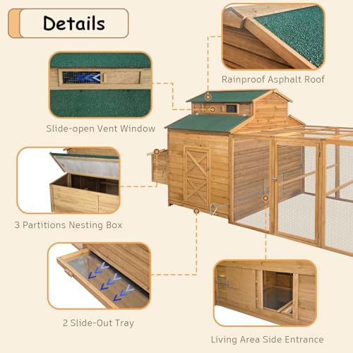 Large Chicken Coop for 6-10 Chickens with Run & Nesting Box S5640