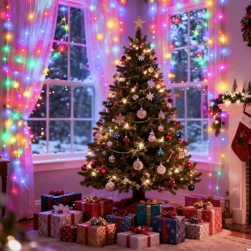 DomeStar 300 LED Fairy Curtain Lights, 9.8ft x 9.8ft, Battery Operated, Remote, Waterproof, Blue E40014