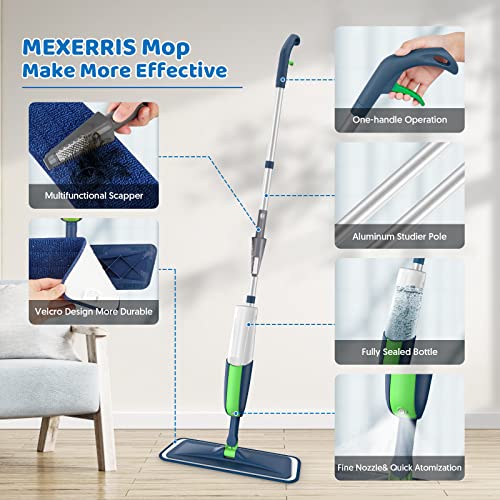 MEXERRIS Spray Mop for Hardwood Floors with 5X Washable Pads S732